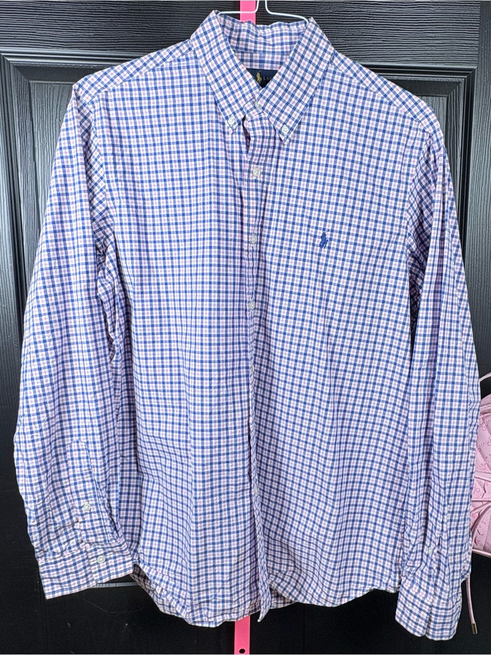 Ralph Lauren Pink and Blue Check Button-Down Shirt
